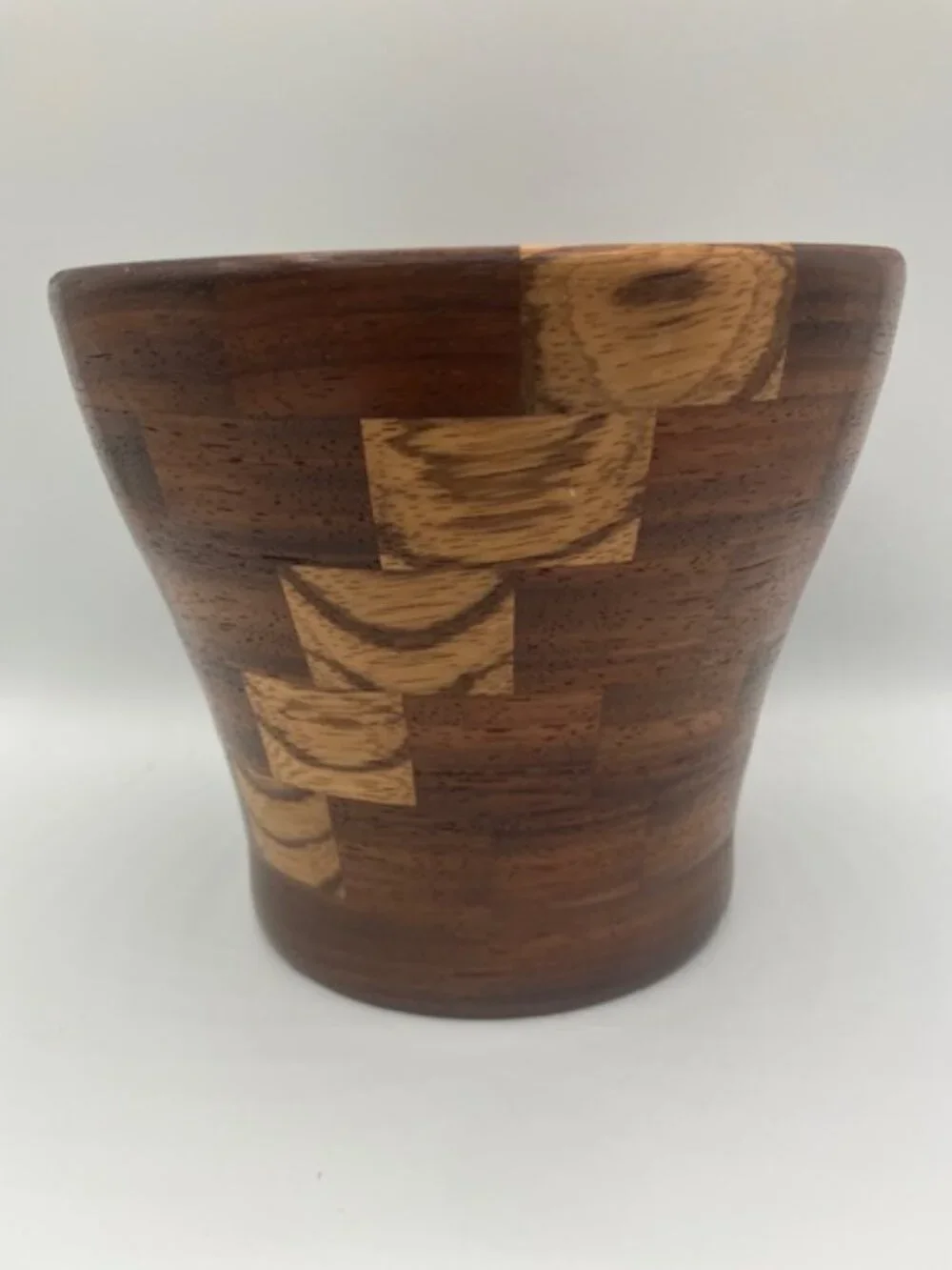 Wooden Bowl / Vase Handcrafted Slant Style Design of Segmented‎ Wood 5.5